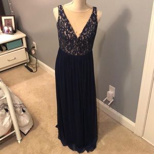 Navy lace bridesmaids dress